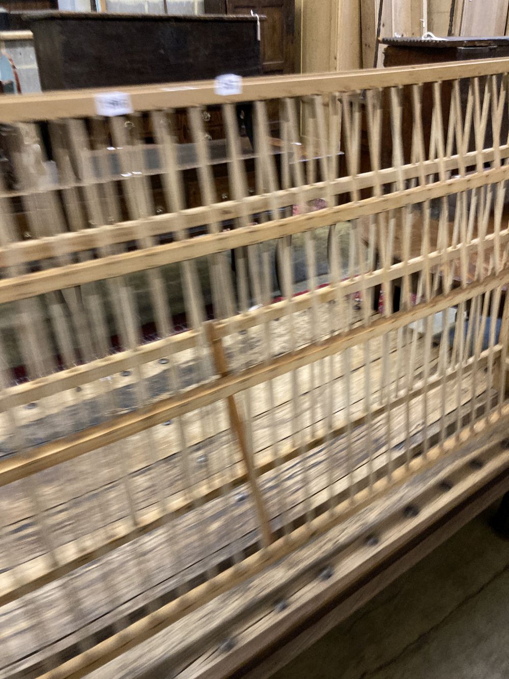 A large Victorian pine plate rack, width 172cm depth 20cm height 88cm